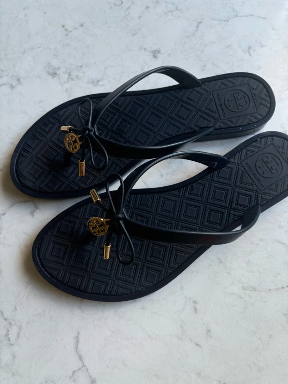 Tory Burch Black Jelly Flip Flops